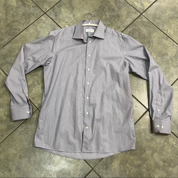 ETON Micro Check Contemporary Dress Shirt Size 42 16 1/2 Office Preppy Normcore - Picture 2 of 9